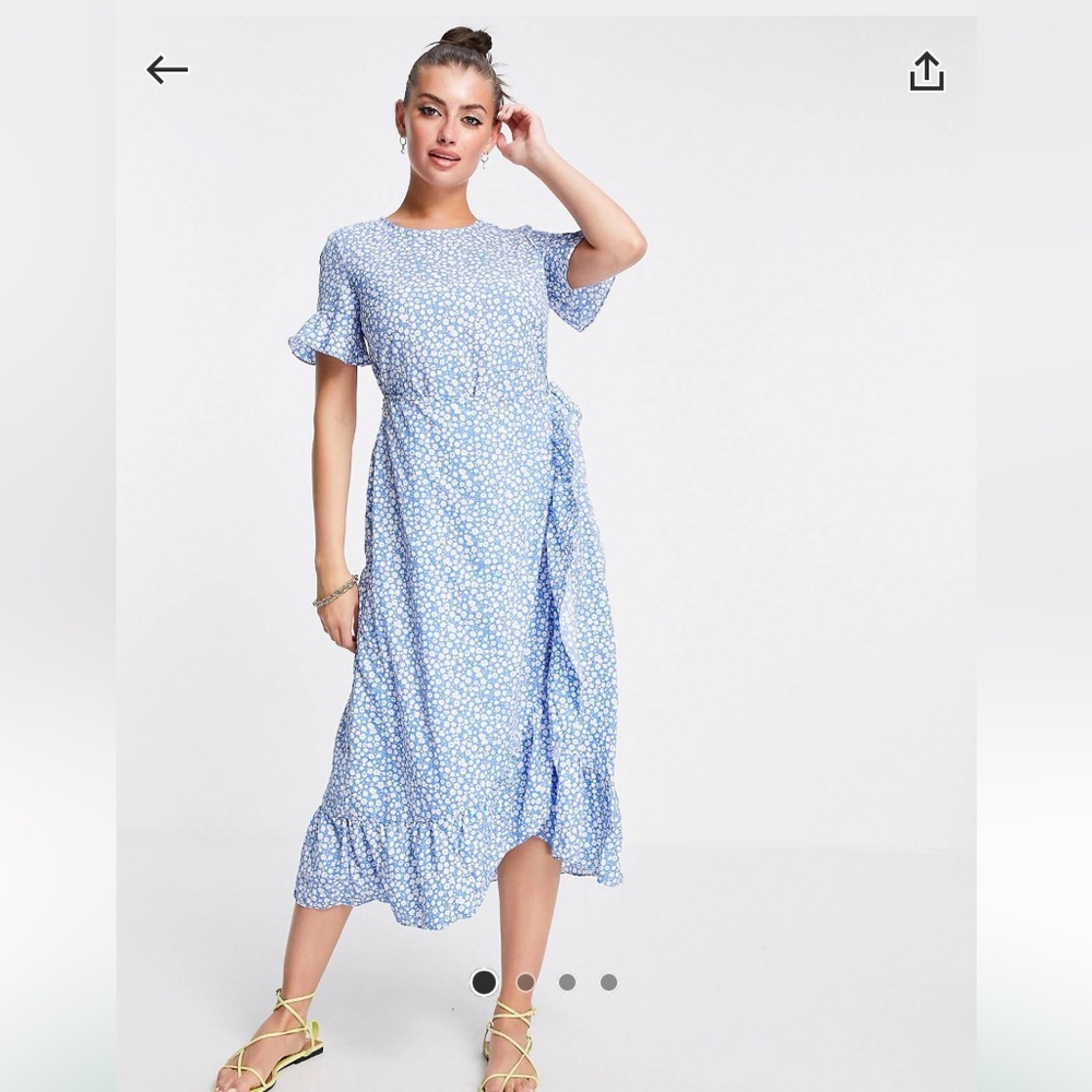 Flower blue midi summer dress!